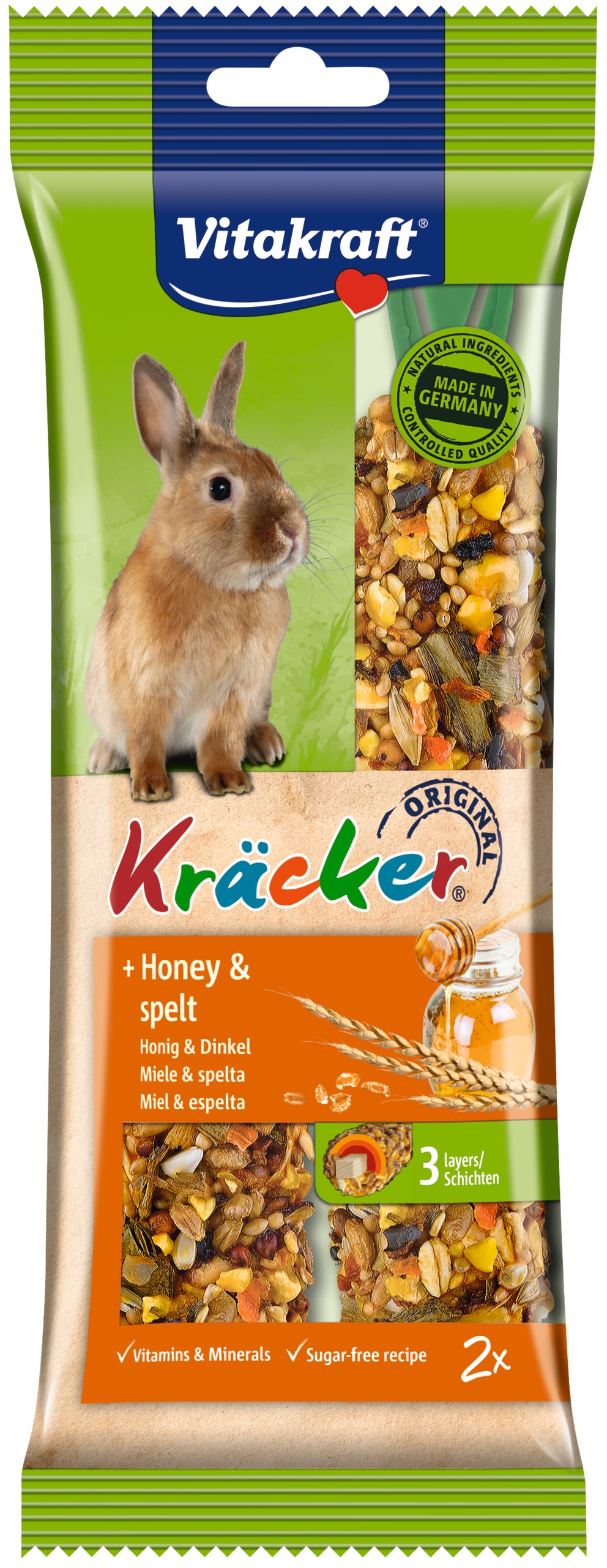 Vitalkraft Kracker original - Miele e spelta - Stick per conigli nani