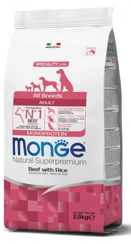 MONGE - All Breeds Adult Monoprotein Manzo con Riso