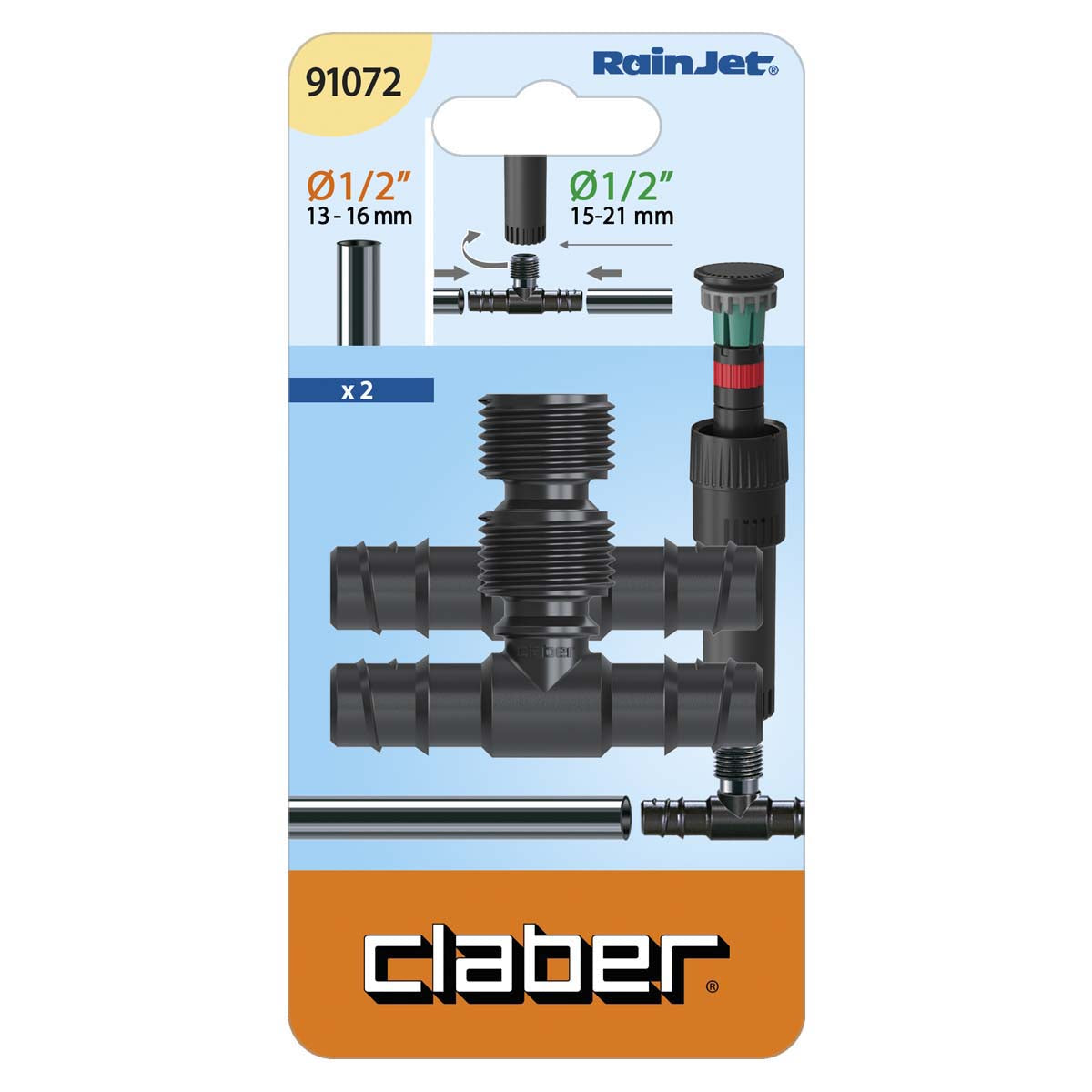 CLABER - Raccordo a 3 vie filetto 1/2” - 91072