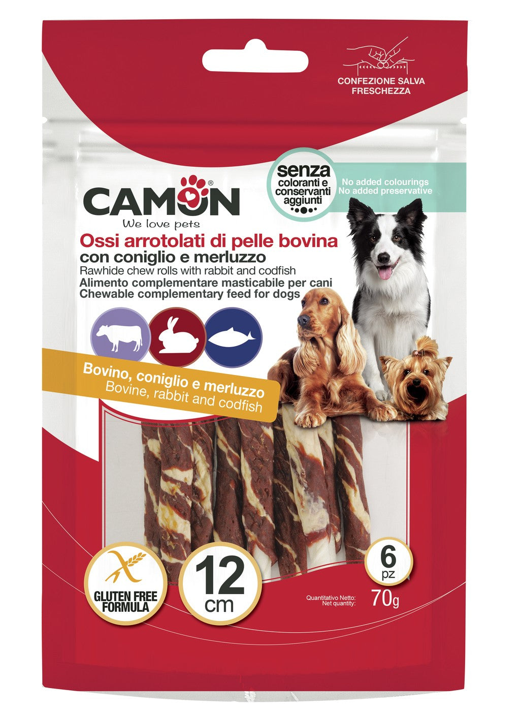 Treats & Snack - Rolls di pelle bovina con coniglio e merluzzo