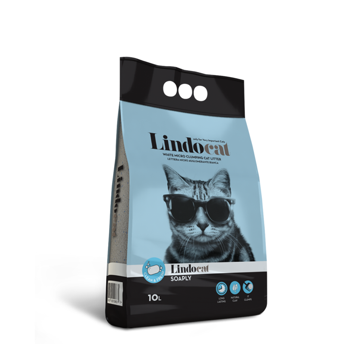 Lindocat SOAPLY - lettiera agglomerante bianca al profumo di  pulito