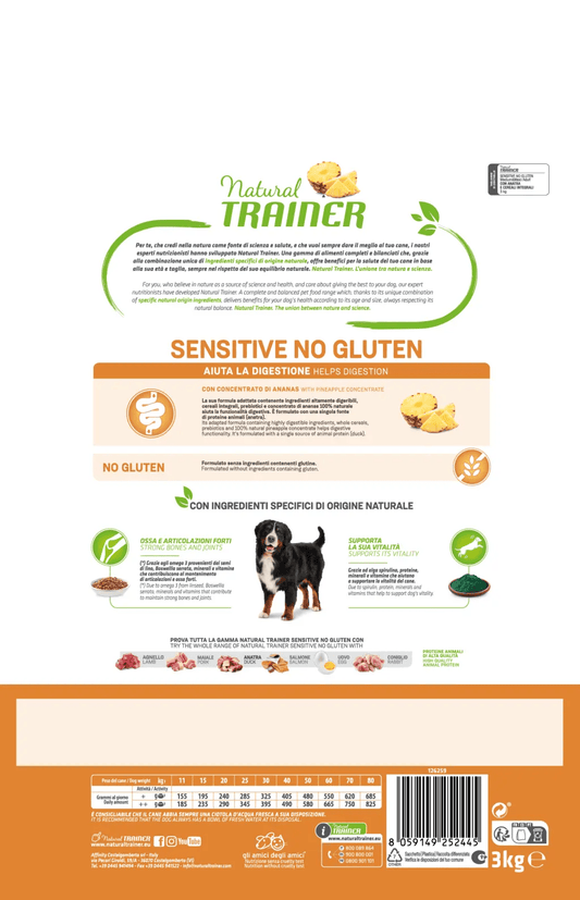 Natural Trainer - Dog Medium & Maxi - SENSITIVE - NO GLUTEN - Anatra