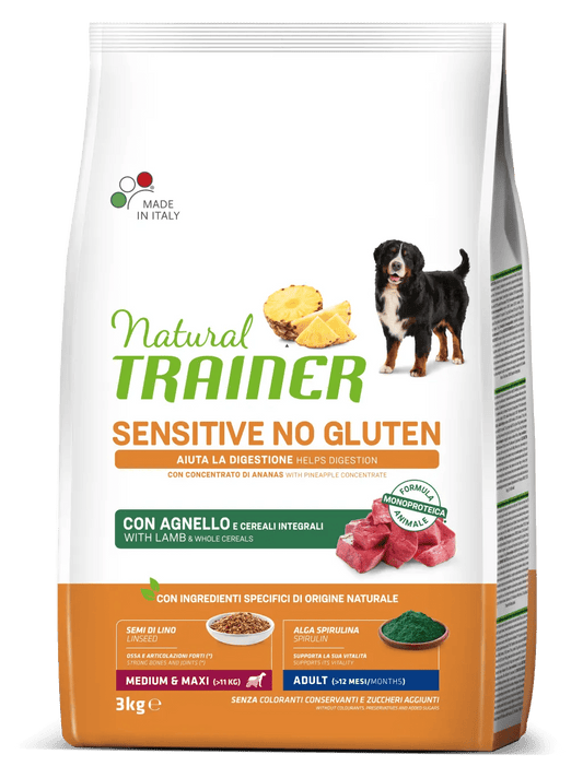 Natural Trainer - Dog Medium & Maxi - SENSITIVE - NO GLUTEN - Agnello