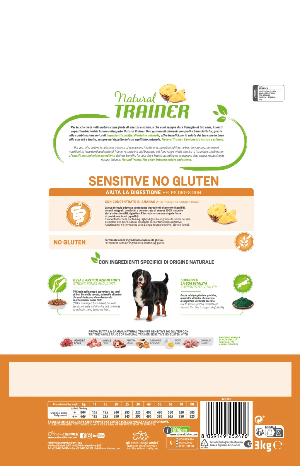 Natural Trainer - Dog Medium & Maxi - SENSITIVE - NO GLUTEN - Agnello