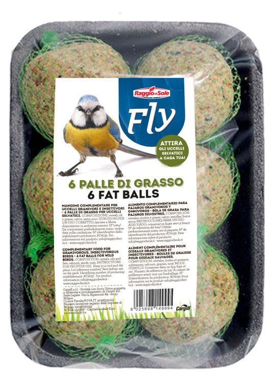 PALLE DI GRASSO – FLY WILD - 540 g - Alimento composto per uccelli selvatici in libertà