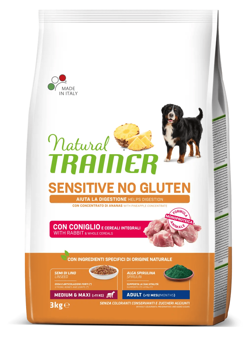 NATURAL TRAINER - Sensitive No Gluten Medium & Maxi Adult con CONIGLIO
